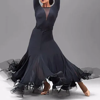 Moda Stil Modern Dans Elbiseler Bayanlar İçin Orijinal Siyah Dantel Etek Kadın Kadınsı Sahne Vals / Tango Fantasias Elbise Q5060
