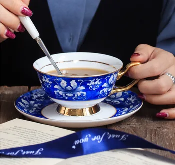 Moda Çin Tarzı Mavi Ve Beyaz Seramik Kahve Fincanı Yerli İçme Kapları Çanak Kemik Çini