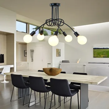 Modern Led tavan ışıkları fikstür E27 3/5 kafaları ev ışık tavan lambası oturma odası siyah renk Lampen parlaklık abajur Luminaria