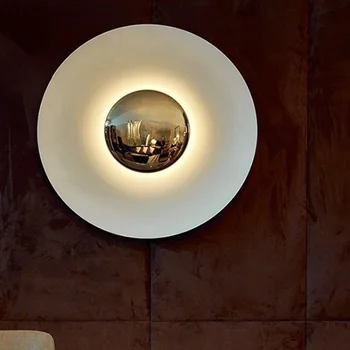 Modern Tasarımcı Duvar Lambası Sundurma Yatak Odası Başucu Dekorasyon Yuvarlak Arka Plan Duvar Yaratıcı UFO Duvar Lambası Oturma Odası Neon Burcu
