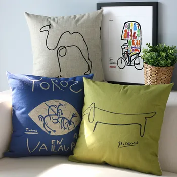 Modern edebiyat Basit Mavi yastık, Picasso kroki Yastık yastık, yastık kılıfı, kanepe yastığı ev dekoratif Yastıklar