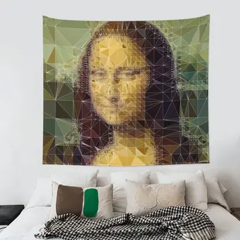 Mona Lisa üçgen ızgara goblen Hippi Polyester duvar Asılı serin ev dekor plaj Mat sanat battaniye