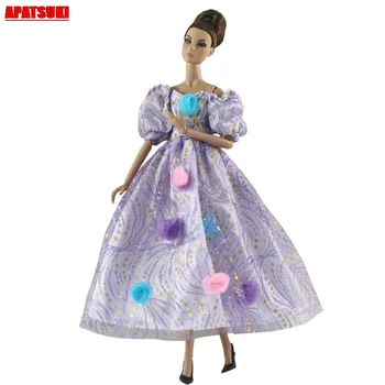 Mor Resmi Akşam Parti Elbise Gül barbie oyuncak bebek Giysileri 1/6 Bebekler Oyuncaklar Çocuklar İçin Bebek Evi Kostüm Partisi Çocuk