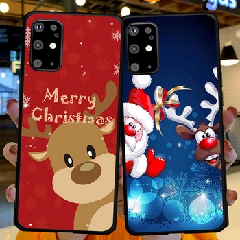Mutlu Noeller karikatür geyik Silikon Samsung Galaxy S7 S8 S9 S10 S10e S20 S21 Not 8 9 10 20 Ultra Artı telefon kılıfı