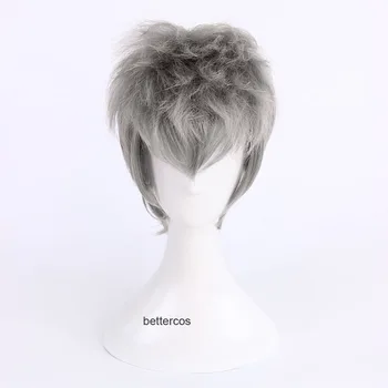 Nero Cosplay peruk kısa gümüş gri ısıya dayanıklı sentetik saç peruk + peruk kap