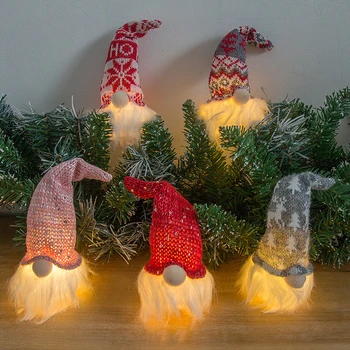 Noel Meçhul Bebek Süsleme Noel paskalya tavşanı LED Gece Lambası Yeni Yıl Noel Baba Kolye Süslemeleri Ağacı Asılı Süsleme