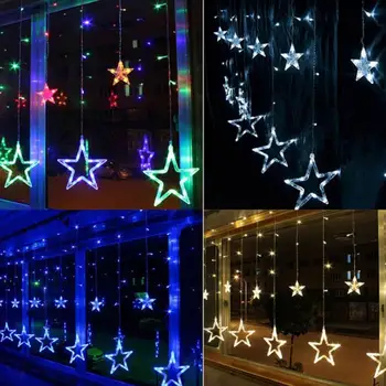 Noel ışıkları AC 220V AB tak romantik peri yıldız LED perde dize aydınlatma tatil düğün Garland parti dekorasyon