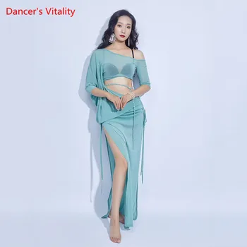 Oryantal Dans Kadın Zarif Üst Uygulama Giysi Set Kadın Yetişkin Mizaç Tül Uzun Etek Takım Elbise Profesyonel Giyim