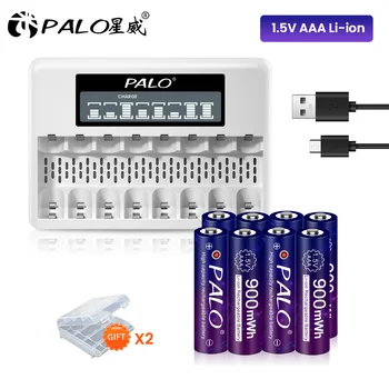 PALO 1.5 V AAA Li-İon şarj edilebilir pil 4-24 ADET AAA 1.5 V 900mWh Lityum AAA Li-İon şarj edilebilir pil Bateria 1.5 V AAA