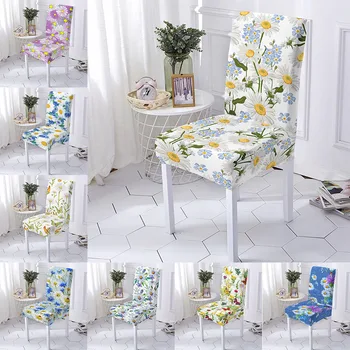 Papatya Elastik sandalye kılıfı Çiçek Baskılı Streç Sandalye Slipcovers Modern koltuk koruyucusu İçin Mutfak Yemek Odası Parti Otel