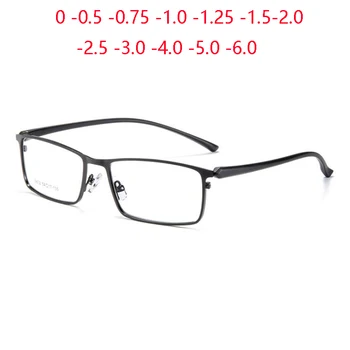 Paslanmaz Çelik Kare Optik Gözlük Diyoptriden Anti Mavi Işınları Öğrenci Kısa görüş Gözlük Reçete-0.5 - 0.75 To-4