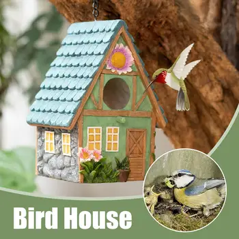 Pastoral Tarzı Kuş Evi Reçine Asılı Kuş Kafesi El Sanatları Ev Açık Kuş Dekorasyon Asılı Kuş Hediye Sıcak Yuva Yuva Gar T6Y6