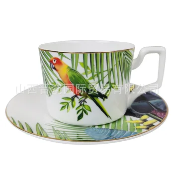 Pastoral papağan seramik fincan çapraz sınır ev çay bardağı süt kupası restoran su bardağı mark kupası kemik çini kahve fincanı