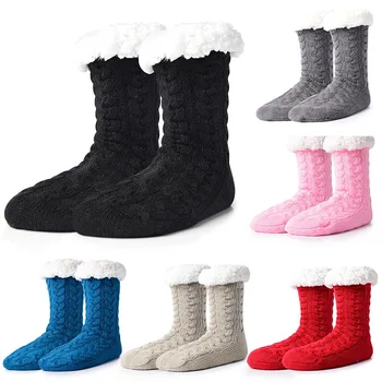 Peluş Sıcak Tutmak Anti-Skid Kadınlar Kış Kat Çorap Terlik Çorap Kalınlaşma Kadın sıcak tutan çoraplar Kış Tutkal Nokta Çorap