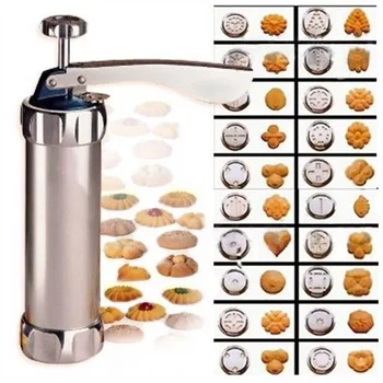 Pişirme Araçları Taşınabilir 20 Çerez Kalıpları Mutfak Alet Çerez Bisküvi Basın Makinesi Metal 1 Takım 4 Memeleri Çerezler Basın Kesici