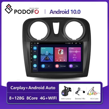 Podofo 2 Din Android 10 Araba Radyo Multimidia Video Oynatıcı Renault SANDERO 2014-2017 İçin GPS Navigasyon 2din Carplay Otomatik Stereo