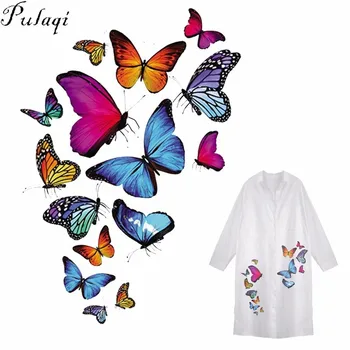 Pulaqi Moda Kelebek Yamalar Demir On Transferler Çocuklar İçin T-Shirt ısı termal Transfer böcekler Yama Dekorasyon F
