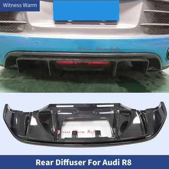 R8 Gerçek Karbon karbon fiber malzeme Arka Dudak Tampon Kürek Difüzör Araba Modifikasyonu Gövde Kiti Audi R8 V10 Coupe Tuning 2007-2015