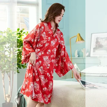 Rahat Kadın İpeksi Saten Gece Elbise Japonya Kimono Elbise Moda bornoz Bornoz Sabahlık Femme Seksi Düğün Elbise Sabahlık