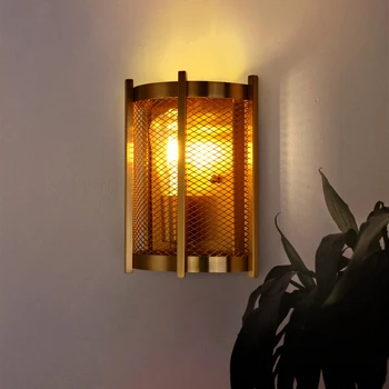 Retro Altın Duvar Lambası Yemek Odası Amerikan Country Oturma Odası Başucu Antika dekor lambası Lüks Restoran Koridor Aplik