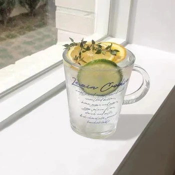 Retro Cam bardak ısıya dayanıklı bira kupası süt Limon Suyu kupa içecek çay bardağı sağlıklı Şeffaf Drinkware