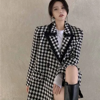 Retro Gevşek Balıksırtı Takım Elbise Ceketler Kadın Giyim 2022 Yeni Kore kadın Giyim İlkbahar Sonbahar Blazers Coats D855