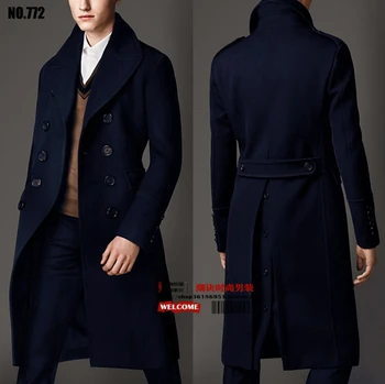 S-6XL ! 2016 Artı boyutu ERKEK marka ınce rahat uzun palto moda kruvaze erkek yün palto yün ceket kostümleri