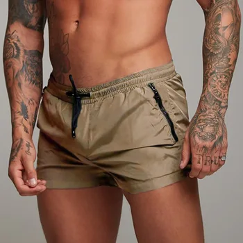 SALSPOR erkek Şort Düz plaj pantolonları Spor Şort Çabuk Kuruyan Koşu Şort Rahat Elastik Şort Düz Dikiş Şort