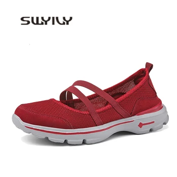 SWYIVY spor ayakkabılar Kadın Düz Ayakkabı Kadın yürüyüş ayakkabısı 2019 Sonbahar Ayakkabı Yeni Hafif spor ayakkabılar Yürüyüş Kadın İçin