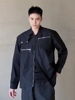 SYUHGFA erkek Giyim 2023 Sonbahar Turn Down Yaka fermuarlı ceket Gevşek Rahat Ceket Kore Streetweear Jackes