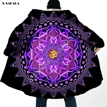 Sangha Mandala 3D baskılı kapüşonlu svetşört Ceket Kapşonlu Battaniye Pelerin Kalın Sıcak Kadife Kazaklar Palto Duffle