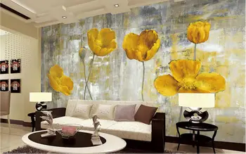 Sarı Çiçek Fotoğraf Duvar Kağıtları Duvar Resimleri Oturma Odası Yatak Odası Duvar Sanatı Ev Dekor Boyama papier peint 3d Çiçek duvar kağıdı