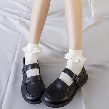 Sevimli Çorap lolita fırfır tasarımcı beyaz kawaii harajuku calcetines kadın chaussette femme komik kadın meias mutlu serin çorap