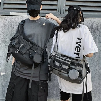Shopper Naylon Omuz Gotik Siyah çapraz postacı çantası Çanta Erkekler Kadınlar İçin Hip Hop Satchel Bel Goth omuzdan askili çanta