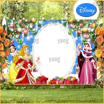 Sihirli Ayna Zemin Disney Prenses Kar Beyaz Aurora Canlı Yenidoğan Noel Partisi Özel Renkli Arka Dekorasyon