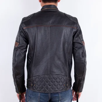 Siyah 2023 Vintage erkek Ceket Sonbahar Hakiki Motosiklet Tarzı Doğal İnek Derisi Deri Ceket Moda Slim Fit Elbise