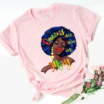Siyah Kraliçe 5-9 Ay doğum günü hediyesi Grafik Baskı T Shirt Komik Kadın t-shirt Tee Kadın Streetwear Sıcak Satış 2021