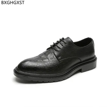 Siyah Timsah Ayakkabı Erkekler Tasarımcı Oxford Erkek Elbise Ayakkabı Deri Moda Düğün Ayakkabı Erkekler için 2022 Chaussure De Homme Zapatos