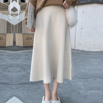 Sonbahar Kış Rahat Tatlı Yumuşak Katı Moda kadın Elbise Örme Kazak Uzun Etek İnce Sıcak Grace Mizaç Tüm Maç