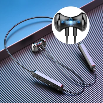 Spor HıFı Stereo Kulaklık kablosuz bluetooth uyumlu V5.0 Kulaklıklar Sweatproof Boyun Bandı mikrofonlu kulaklıklar 120mAh