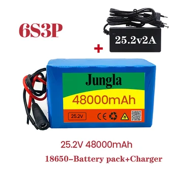 Süper yeni 6s3p 24 V 18650 lityum iyon batarya 25.2 V 48000 mah Elektrikli Bisiklet, moped Elektrikli lityum iyon batarya Paketi + şarj cihazı