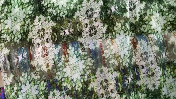 Tasarımcı Doğal Dut İpek Şifon Kumaş Sarı Yeşil Çiçekler Baskılar Gömlek Kumaş Dekorasyon Eşarp Tissu Jappen İpek Kumaşlar