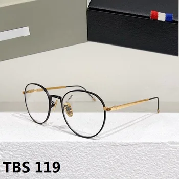 Thom Marka Alaşım Gözlük Çerçeve Erkekler Kadınlar Vintage Yuvarlak Reçete Gözlük TBS119 Miyopi Optik Gözlük Gözlük Oculos