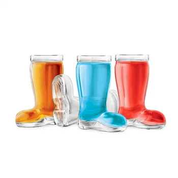 Tiaking 4 adet set Yaratıcı Şeffaf cam çizme Shot Cam Votka yağmur çizmeleri cam komik su bardağı