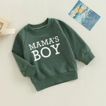 Toddler Erkek Bebek Tişörtü Tops Sonbahar Kış 2022 Mektup Baskı Ekip Boyun Uzun Kollu Kazak Kıyafet Boys için, 6 Ay-3 Yıl