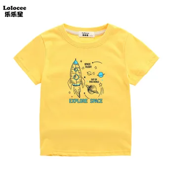 Toddler Yaz Üstleri Rahat Giyim Çocuklar İçin Kısa Kollu O-Boyun Tişörtleri Roket Uzay Rüya Babyboy T shirt