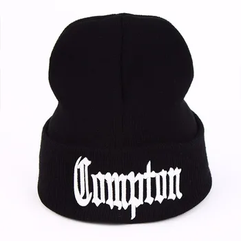 Toptan 10 adet/grup Sonbahar Kış Şapka Compton Bere Örme Kap Sıcak Kayak Erkekler ve Kadınlar için Siyah