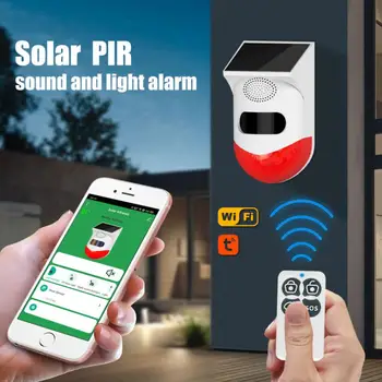 Tuya WiFi Güneş Açık PIR Su Geçirmez WiFi Alarm Sistemi İnsan Vücudu Sensörü Kızılötesi Dedektör Akıllı Kablosuz güneş PANELI Powered