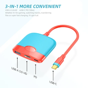 USB Tip C Anahtarı Dock Hub Nintendo Anahtarı İçin 4K HDMI uyumlu USB 3.0 100W PD Şarj Taşınabilir Yerleştirme Statios Macbook için