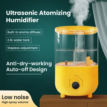 Ultrasonik Atomize Nemlendirici aromaterapi yağ Tankı 2600 Ml Kademesiz Ayarlanabilir Sis Modları Susuz Otomatik kapanma Güvenlik